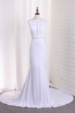 New Arrival Mermaid Scoop Wedding Dresses With Beads Sweep