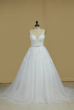 Gorgeous Sleeveless Scoop Wedding Dresses Tulle With Applique And