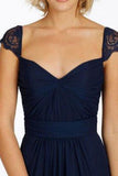 Newest Navy Blue Chiffon Lace Long Prom Dresses Bridesmaid