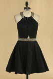 Scoop Homecoming Dresses A Line Elastic Satin