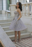 Strapless Homecoming Dresses A Line Lace With Beading