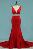 New Arrival Prom Dresses Mermaid V Neck Spandex