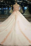 New Arrival Mid-Length Sleeves Wedding Dresses Boat Neckline With Handmade Flowers