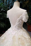 Luxurious Wedding Dresses Tulle Lace Up With Beads Sequins Appliques Short