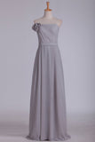 Sheath Bridesmaid Dresses Strapless Chiffon With Handmade