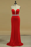 Sheath Prom Dresses Sweetheart Beaded Waistline Spandex