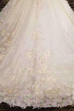 New Arrival Floral Wedding Dresses Lace Up With Appliques And