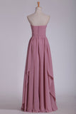 A Line Sweetheart Bridesmaid Dress Floor Length Chiffon With Ruffles