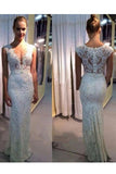 New Arrival V Neck Lace Mermaid Floor Length Wedding