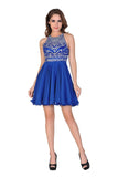 A Line/Princess Halter Homecoming Dresses Tulle & Chiffon Beaded