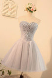 Sweetheart Homecoming Dresses A Line Tulle With Beads Above