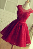 Open Back Scoop Homecoming Dresses Lace With Applique And Beads