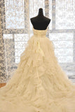 Sweetheart Wedding Dress A Line Organza With Beads And Ruffles