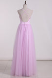 Tulle Bridesmaid Dresses Spaghetti Straps With Ruffles