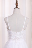 Spaghetti Straps A Line Bridesmaid Dresses Tulle With Embroidery