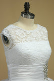 Bateau Wedding Dress Ball Gown Organza & Lace With