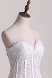 Gorgeous Wedding Dresses A-Line Sweetheart See Through Floor-Length Tulle With Pearls Lace