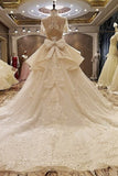 New Arrival Marvelous High Neck Wedding Dresses With Bow Knot Appliques And