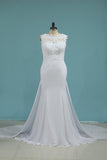 A Line Scoop Chiffon With Applique Wedding Dresses Court