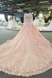 Marvelous Scoop Neck Floral Wedding Dresses Zipper Up With Appliques And Handmade