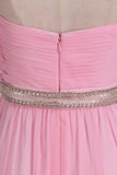 Bridesmaid Dresses A Line Sweetheart Pleated Bodice Beaded Waistline Chiffon