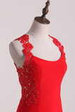 New Arrival Straps Open Back Spandex With Applique Prom