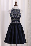 New Arrival Scoop Beaded Bodice Homecoming Dresses A Line