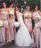 Mermaid Sweetheart Blush Bridesmaid Dresses with Lace, Wedding Party STA20465