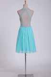 Sexy Open Back Homecoming Dresses Chiffon With Beads Short/Min A