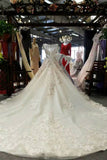 Marvelous Scoop Neck Floral Wedding Dresses Lace Up With Appliques And