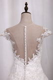 A Line Wedding Dresses Scoop Tulle With Applique Court