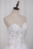 A Line Sweetheart Beaded Bodice Wedding Dresses Organza Court