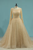 New Evening Dresses Bateau Tulle Chapel Train Lace Up Back Long