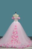 Tulle Ball Gown Off The Shoulder Quinceanera Dresses With