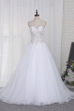 A Line Sweetheart Beaded Bodice Wedding Dresses Organza Court