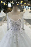 Luxurious Wedding Dresses Scoop Neck With Appliques And Sequins Lace Up Long