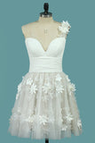 One Shoulder Homecoming Dresses Tulle With Applique And Ruffles Knee