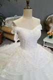 Hot Selling Wedding Dresses Tulle Lace Up With Appliques And Rhinestones Ball