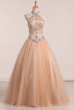 New Arrival Halter Quinceanera Dresses A Line Tulle With