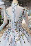 Ball Gown Lace Up Back Cathedral Train Wedding Dress Appliques&Beads Long