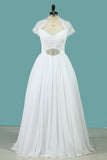 A Line Wedding Dresses V Neck Chiffon With Sash Sweep