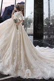 Ball Gown Wedding Dresses V Neck Half Sleeves Appliques Lace Up