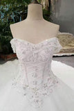 Marvelous Wedding Dresses Lace Up Off The Shoulder With Appliques And Crystals Royal