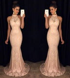 New Elegant Round Neck Sequin Mermaid Chiffon Long with Slit Beads Prom Dresses