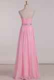 Bridesmaid Dresses A Line Sweetheart Pleated Bodice Beaded Waistline Chiffon