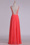 New Arrival Prom Dresses A Line Bateau Chiffon With Ribbon Sweep Train