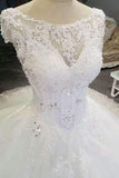 New Arrival Wedding Dresses A-Line Scoop Neck Tulle Lace Up With Beads