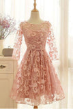 Lace Homecoming Dresses A Line Long Sleeves With