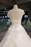 Marvelous Royal Train Wedding Dresses Short Sleeves With Appliques And Sequins Lace