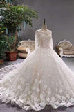 New Arrival Luxuious Wedding Dresses Lace Up Scoop Neck With Appliques And Beadings Long